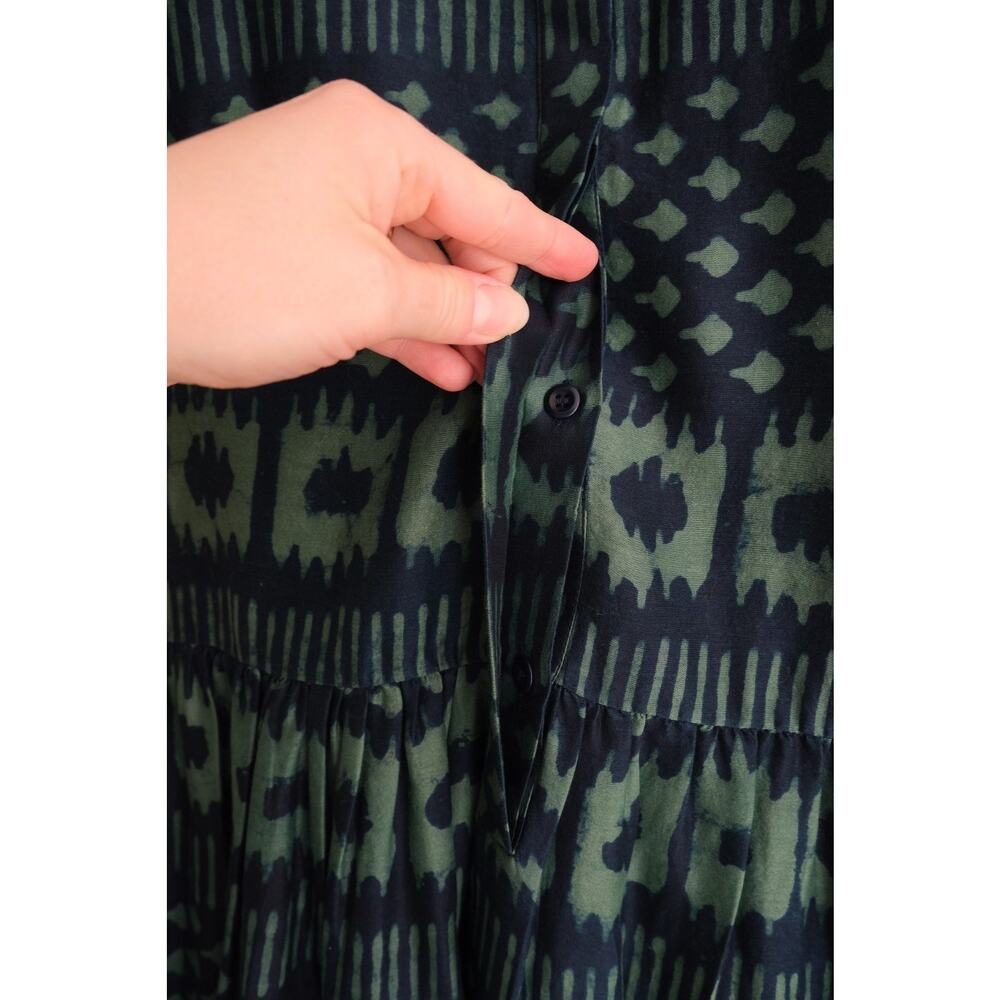 Toast Womens Ikat Shirt Dress Sz 6 Block Print Cotton Silk Minimalist Cottage - Picture 11 of 14
